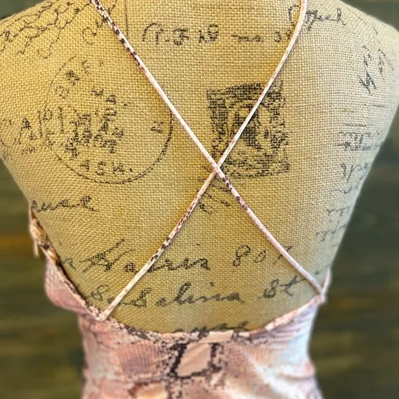 NWT Satin Pink Long Surplice Slip Dress Women's Bohemian Animal Print M & L - Picture 4 of 15